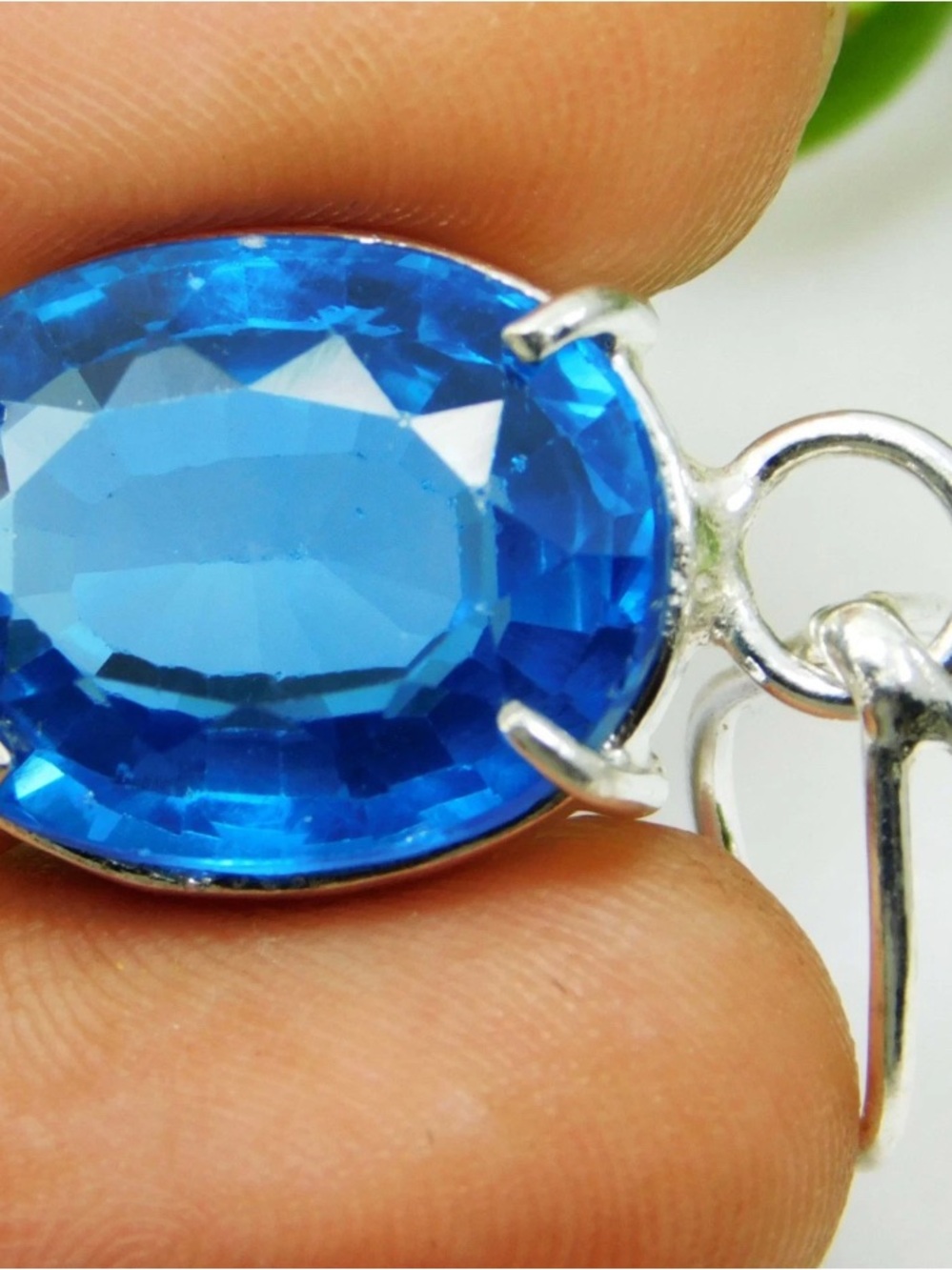 Natural Certified 23.35 Ct Blue Topaz 925 Sterling Silver Oval Cut necklace - Picture 8 of 8